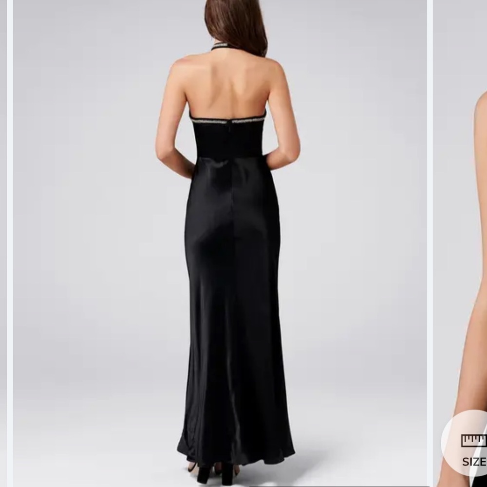 Forever New Black Satin Embellished Halter Gown Dress Size 10 Formal Evening - Picture 3 of 7